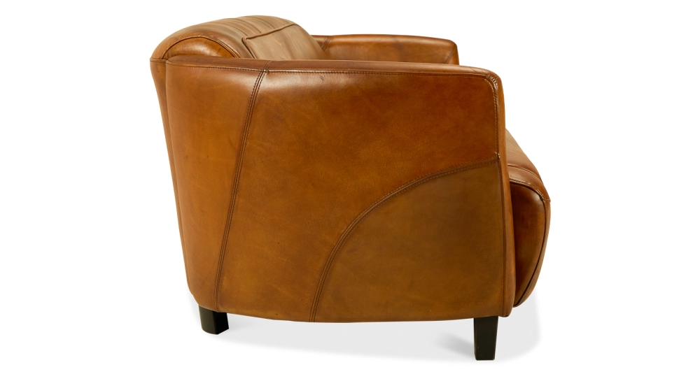 3 seater leather club sofa cognac