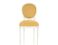 Chaise ancienne style Louis XVI bois teinte blanche cérusée et tissu jaune
