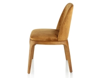 Designer chair Cherry-stained wood and bronze velvet fabric Designer chair Cherry-stained wood and bronze velvet fabric
