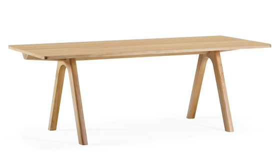 6 person oak dining table natural tint wooden top 140x90 cm