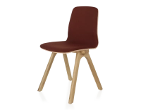 Chaise design en chêne tapissé bois teinte naturelle assise tissu bordeaux Chaise design en chêne tapissé bois teinte naturelle assise tissu bordeaux
