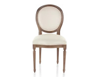 Chaise ancienne style Louis XVI bois teinte marron foncé et tissu chevron beige