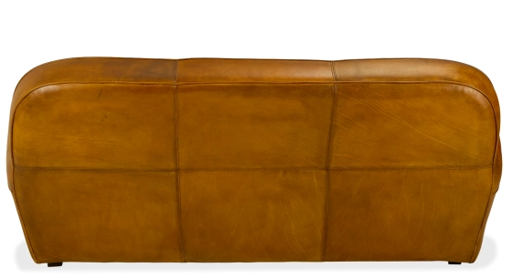 Canapé club cuir 3 places cognac accoudoirs passepoil