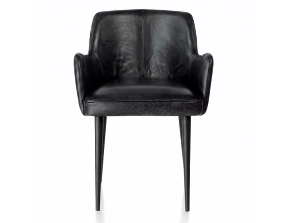 Chaise vintage avec accoudoirs cuir noir