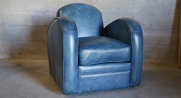Fauteuil club cuir bleu