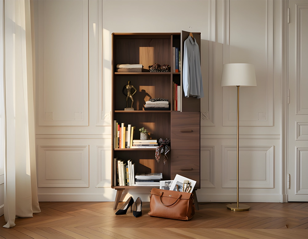 Bibliothèque en chêne bois teinte marron foncé Bibliothèque en chêne bois teinte marron foncé