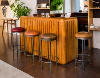 Tabouret de bar vintage cuir cognac