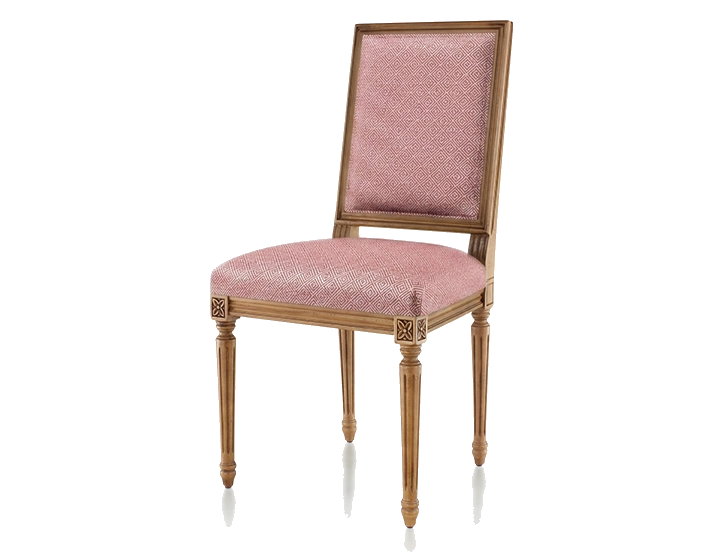 Chaise ancienne style Louis XVI bois teinte ancienne et tissu chevron bordeaux