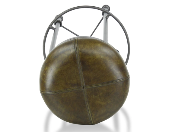 Tabouret de bar vintage cuir vert olive