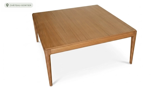 Table basse carré en chêne teinte merisier 100x100 cm