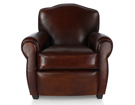 Fauteuil club cuir marron soutenu
