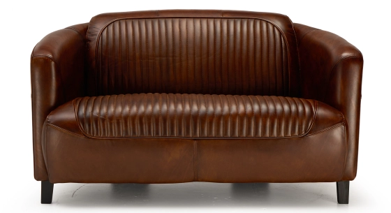 Canapé club cuir 2 places marron vintage