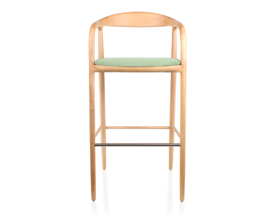 Tabouret de bar h80 cm teinte naturelle assise tissu vert bois teinte naturelle et tissu vert