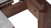 Table extensible 8 à 12 personnes en noyer et céramique allonges céramique bois teinte naturelle et céramique effet terrazzo gris 160x100 cm Table extensible 8 à 12 personnes en noyer et céramique allonges céramique bois teinte naturelle et céramique effet terrazzo gris 160x100 cm