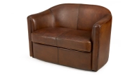 Canapé club cuir 2 places marron vintage Canapé club cuir 2 places marron vintage
