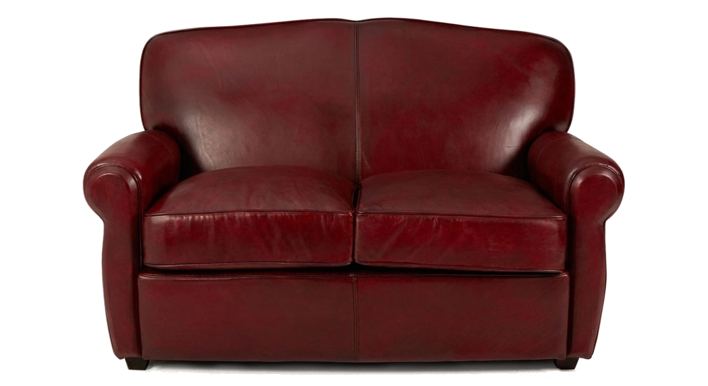 Sofá club de piel de 2 plazas rojo carmín