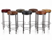 Tabouret de bar vintage cuir marron soutenu