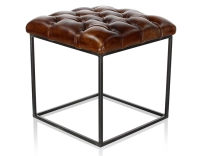 Pouf Chesterfield cuir marron vintage Pouf Chesterfield cuir marron vintage