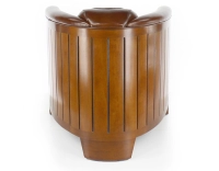 Fauteuil club bois et cuir marron vintage Fauteuil club bois et cuir marron vintage