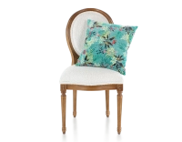 Chaise ancienne style Louis XVI bois teinte ancienne et tissu bouclé blanc Chaise ancienne style Louis XVI bois teinte ancienne et tissu bouclé blanc