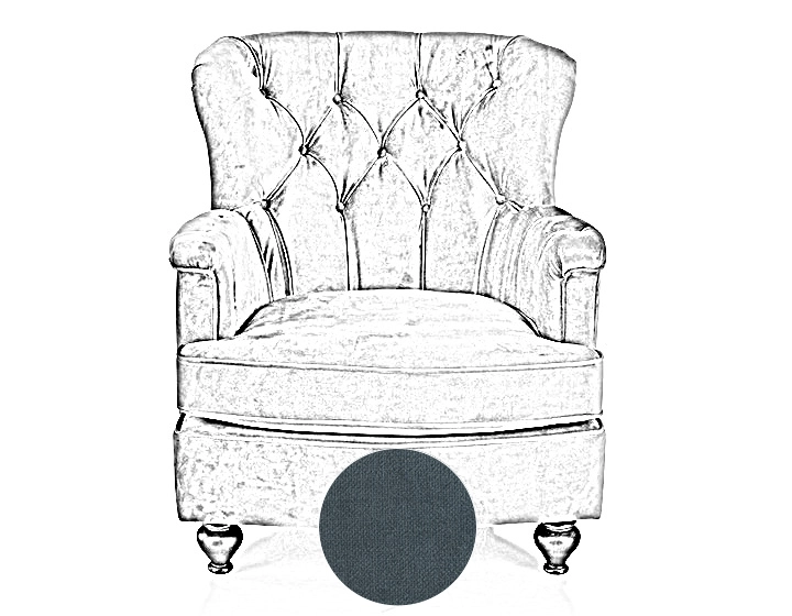 Chesterfield Armchair medium blue denim fabric back Chesterfield Armchair medium blue denim fabric back