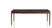 Table extensible 6 à 12 personnes en noyer et céramique allonges céramique avec bois teinte naturelle et plateau et allonges céramique effet ardoise 140x100 cm Table extensible 6 à 12 personnes en noyer et céramique allonges céramique avec bois teinte naturelle et plateau et allonges céramique effet ardoise 140x100 cm