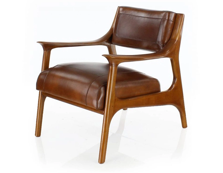 Fauteuil scandinave cuir marron vintage Fauteuil scandinave cuir marron vintage