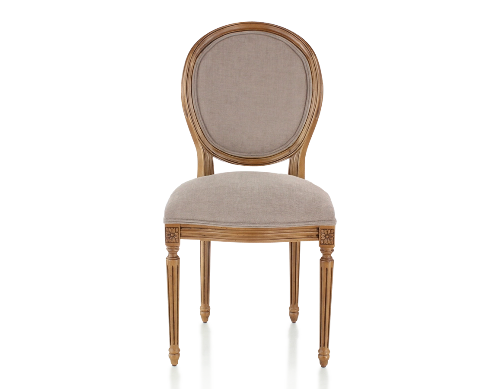 Chaise ancienne style Louis XVI bois teinte ancienne et tissu taupe Chaise ancienne style Louis XVI bois teinte ancienne et tissu taupe