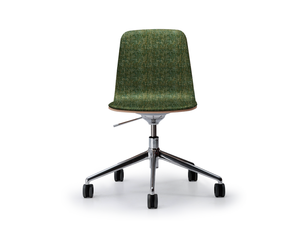 Chaise de bureau design pied métal alu à roulette assise tissu chiné vert Chaise de bureau design pied métal alu à roulette assise tissu chiné vert