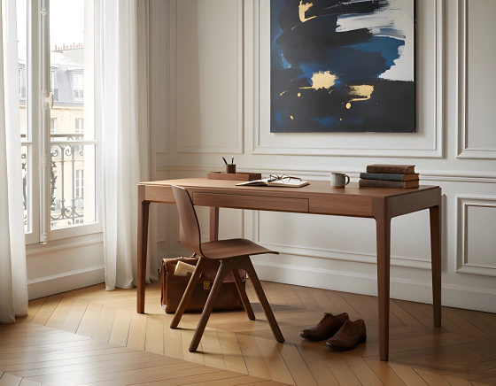 Bureau design en chêne teinte marron foncé L150 cm