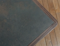 Table basse carré en noyer et céramique bois teinte naturelle plateau céramique brun oxydé 100x100 cm Table basse carré en noyer et céramique bois teinte naturelle plateau céramique brun oxydé 100x100 cm