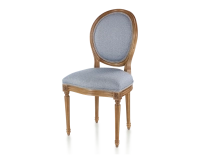 Chaise ancienne style Louis XVI bois teinte ancienne et tissu chevron bleu Chaise ancienne style Louis XVI bois teinte ancienne et tissu chevron bleu
