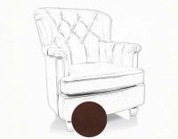 Fauteuil Chesterfield cuir marron soutenu moyen dossier Fauteuil Chesterfield cuir marron soutenu moyen dossier