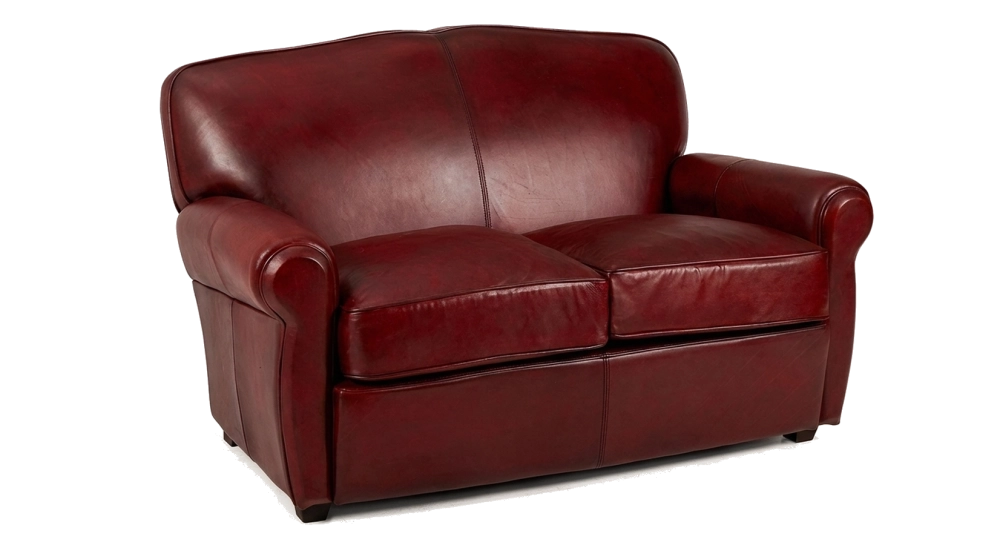 Canapé club cuir 2 places rouge carmin