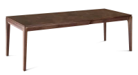 Table extensible en noyer et céramique 6 à 10 personnes allonges céramique avec bois teinte naturelle et plateau et allonges céramique brun oxydé 140x90 cm