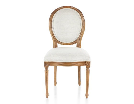Chaise ancienne style Louis XVI bois teinte ancienne et tissu beige naturel