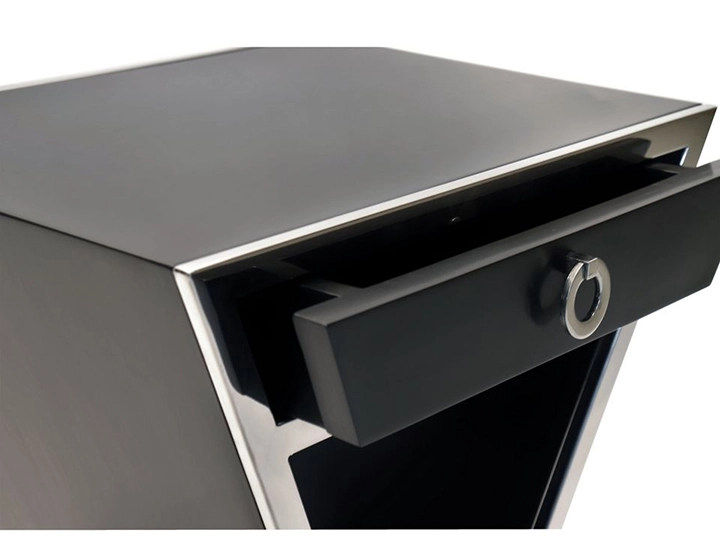 Console art déco simple tiroir bois teinte noire laquée Console art déco simple tiroir bois teinte noire laquée
