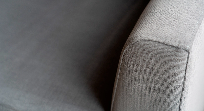 Canapé d'angle 5 places tissu gris clair (2G - A - 2D)