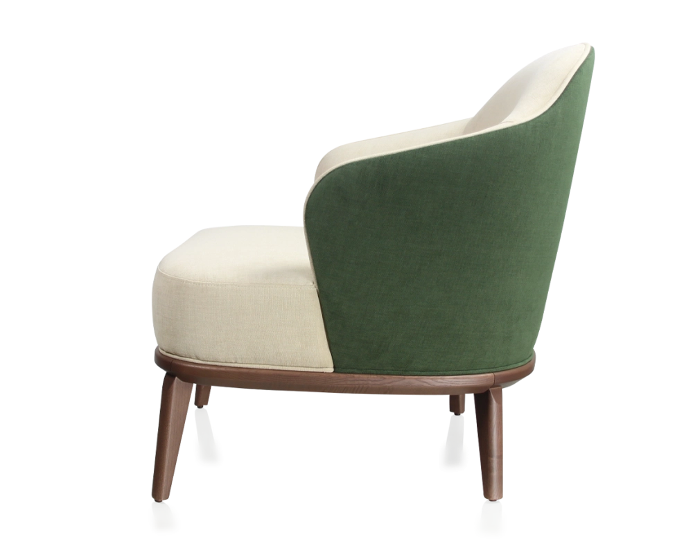 Designer armchair forest green and cream fabric Designer armchair forest green and cream fabric
