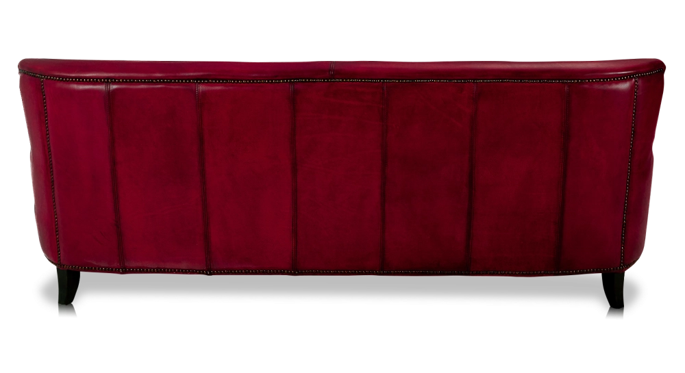 3 seater leather club sofa Bordeaux studded armrests 3 seater leather club sofa Bordeaux studded armrests