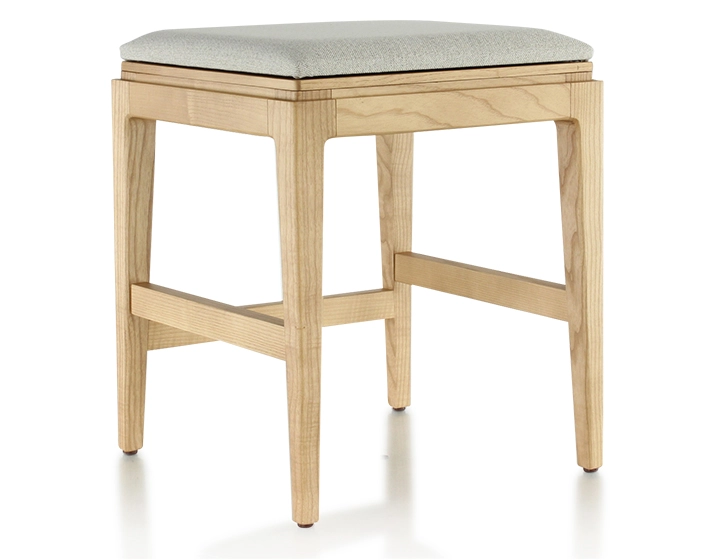 Tabouret design H45 cm bois teinte naturelle assise tissu beige naturel Tabouret design H45 cm bois teinte naturelle assise tissu beige naturel