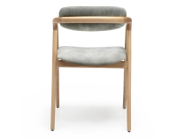Chaise scandinave bois teinte naturelle assise tissu velours gris bleu Chaise scandinave bois teinte naturelle assise tissu velours gris bleu