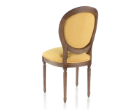 Chaise ancienne style Louis XVI bois teinte marron foncé et tissu jaune Chaise ancienne style Louis XVI bois teinte marron foncé et tissu jaune