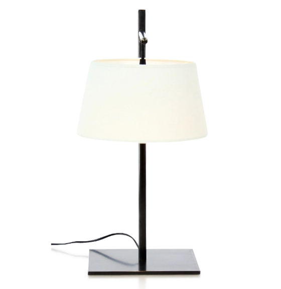 Lampe a poser équerre noire abat jour ivoire