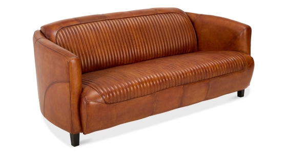 Canapé club cuir 3 places marron clair