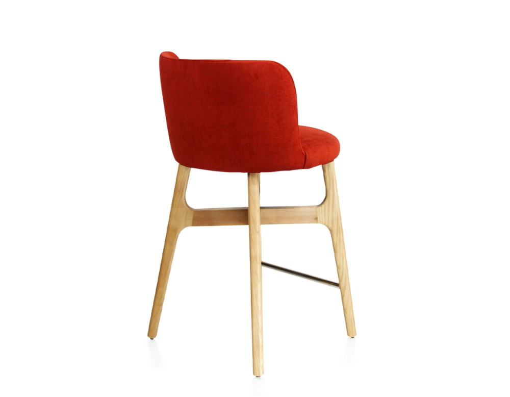 Tabouret de bar h60 cm bois teinte naturelle assise tissu orange brulé Tabouret de bar h60 cm bois teinte naturelle assise tissu orange brulé