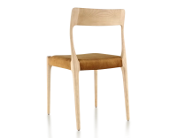 Chaise scandinave bois teinte naturelle assise tissu velours bronze Chaise scandinave bois teinte naturelle assise tissu velours bronze