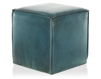 Pouf cuir bleu Pouf cuir bleu