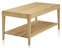 Table basse rectangulaire en chêne avec tablette teinte naturelle 100x50 cm Table basse rectangulaire en chêne avec tablette teinte naturelle 100x50 cm