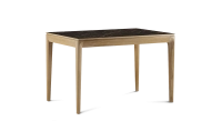 Extendable table for 6 to 10 people in oak and ceramic with wooden extensions with natural stained wood and black marble effect ceramic top 160x90 cm Extendable table for 6 to 10 people in oak and ceramic with wooden extensions with natural stained wood and black marble effect ceramic top 160x90 cm